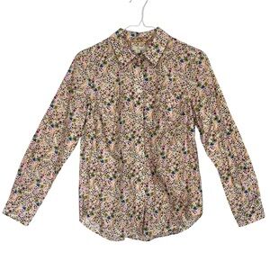 Boden Long Sleeve Button Down Pink Multi Floral Print Dress Shirt Size 2P